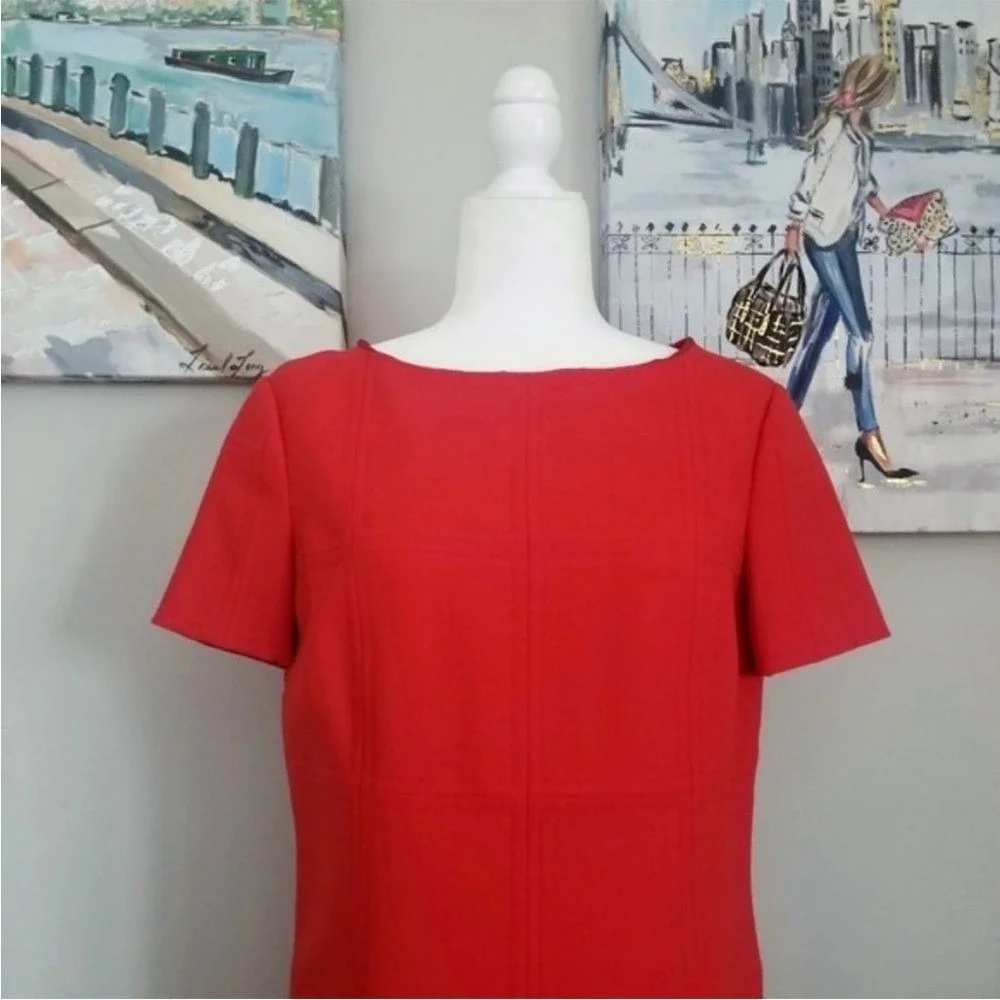 Tory‎ Burch Red Short Sleeve Crew Neck Mini Dress Size 6 Quiet Luxury